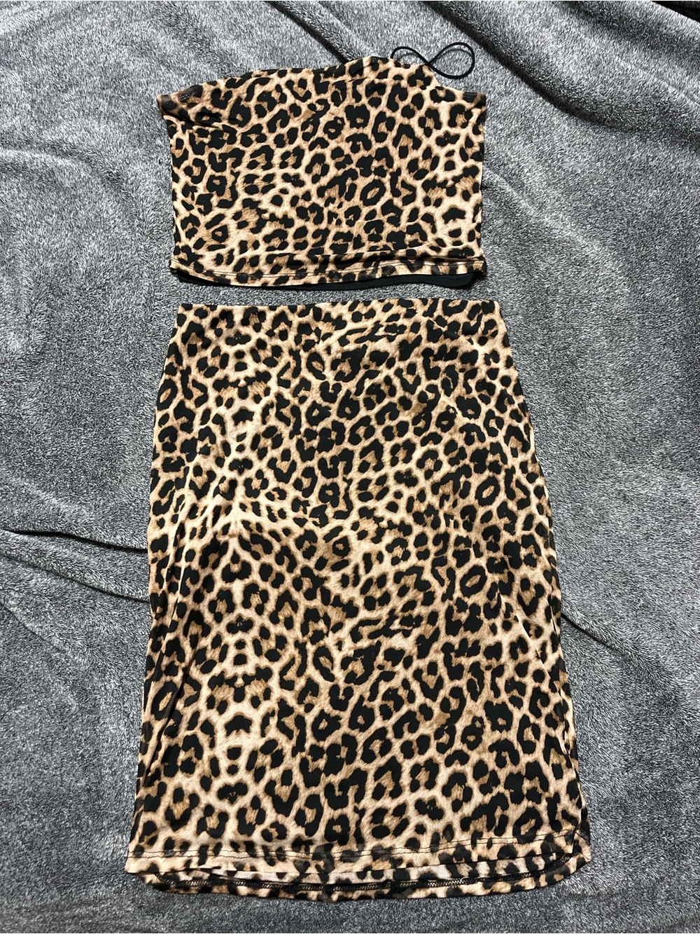 Fashion Nova Leopard Print Midi Skirt Set - Beige & Black